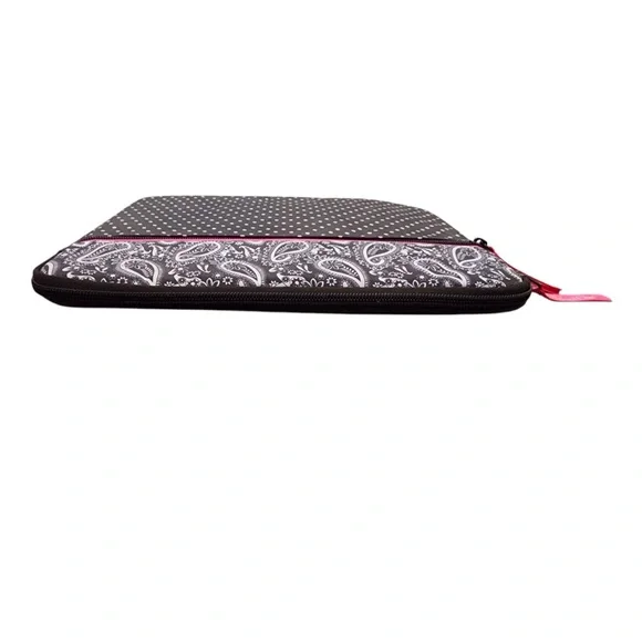 PAMPERED CHEF Tablet Case - Padded Black Pink Polka Dot Paisley Zip Pouch ipad - Picture 3 of 8